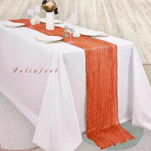 Orange Cheesecloth Table Runner 20 Pack 10FT Boho Fabric Rustic Cheese Cloth Table Runner for Wedding 20 x 120 Inch Long Bridal Shower Baby Shower Gauze Sheer Birthday Party Table Decorations - Image 4