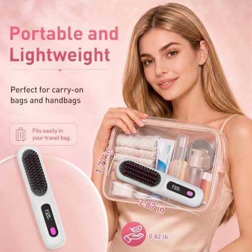 2026 Upgraded Cordless Straightening Brush, Go Brush Pro Hair Straightener Brush, MCH Fast Heating, 3 Temp Settings, 4000mAh Type-C Rechargeable Portable Travel Styling Tool (Pearl White) - Image 5