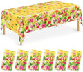 QZYL 6 PCS Luau Tablecloths, 54 x 108 Inches Hawaiian Table Cloths, Disposable Luau Party Supplies Tropical Decorations with Flamingo Palm Leaves, Aloha Party Decorations Summer Decor for Tiki Bar by QZYL