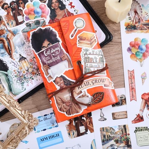 Black Girl Sticker Book, 400+ Vintage Scrapbook Stickers for Black Teen Girls & Women, 30 Pages of Waterproof Vinyl Aesthetic Decals Motivational Quotes for Journaling Planner, Scrapbooking, Laptop - Image 4