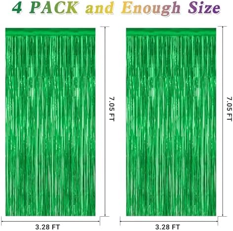 ZATAYE 4 Pack Green Christmas St Patricks Foil Curtain Streamer Decorations - Image 2