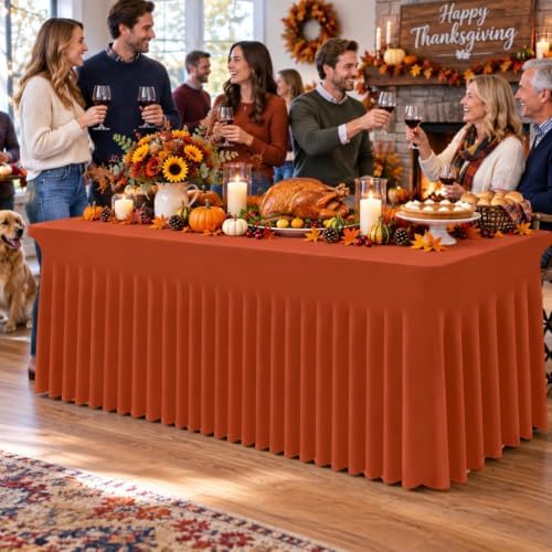 Smiry Spandex Elastic Fitted Table Cloth Skirt for 8FT Rectangle Table - Image 2