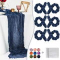 Navy Blue Cheesecloth Table Runner 6 Pack 35" Boho Gauze Runner 120 inches Long Runner Rustic Sheer Fabric Bulk for Baby Shower Wedding Bridal Birthday Party Table Decorations by Waligoy