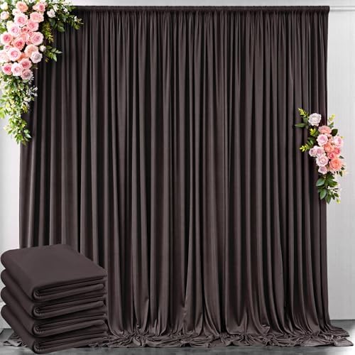 20 ft x 10 ft Wrinkle Free Brown Backdrop Curtain for Parties, Wedding Brown Photo Backdrop Drapes, Fabric 4 Panels 5ft x 10ft for Baby Shower Photoshoot Engagement Birthday Photography Background by Outpain