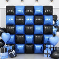 Black Blue Square Foil Balloon Wall,25Pcs Double Sided Foil Balloons by Adorely