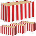 durony 4 Packs Red and White Striped Table Skirt Circus Theme Party Supplies Carnival Table Skirt for Carnival Home Party Decoration, 165 x 30 Inches by durony