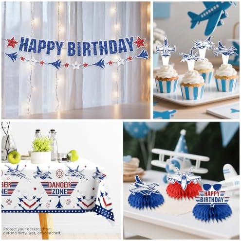 356Pcs Fighter Jet Birthday Party Decorations Tableware Set,50 Serves - Image 6