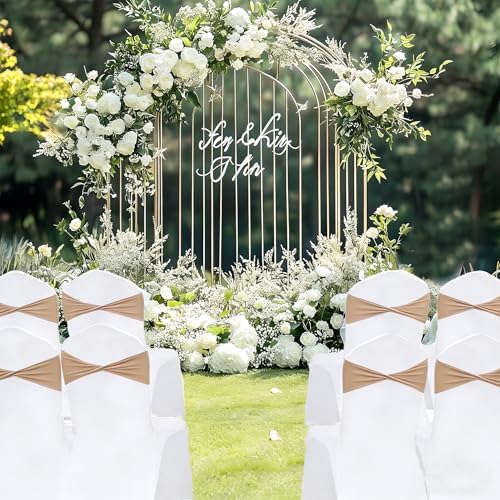 Brown Chair Sashes Bows 30 Pcs Spandex Chair Sashes Elastic Chair Cover Bands Ties Without Buckle for Wedding Birthday Party Ceremoney Events Decoration - Image 5