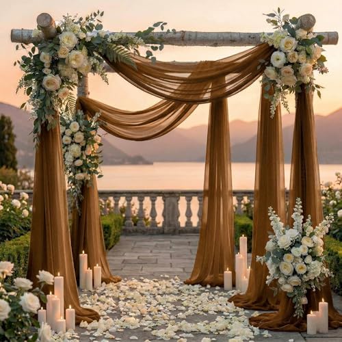 Pack of 2 Wedding Arch Drape Panel Fabric 30" x 100ft - Mocha - Image 4