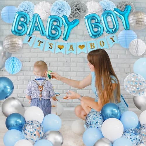 Ouddy Party Blue Baby Shower Decorations for Boys with Its a Boy Banner - Image 4