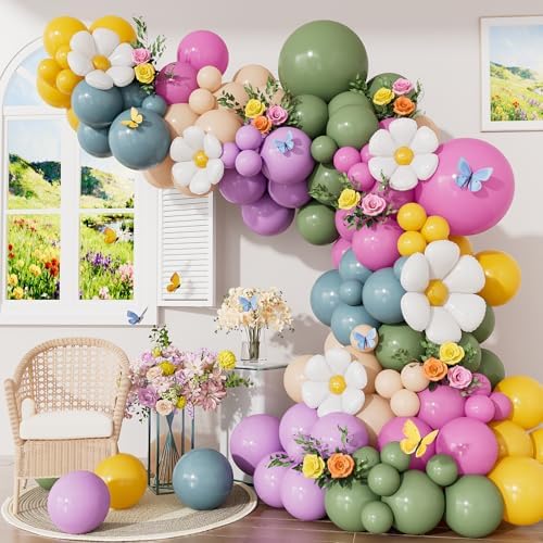 Daisy Balloon Arch Garland Kit, 152 Pcs WildFlower Balloon Arch by Haolongfa
