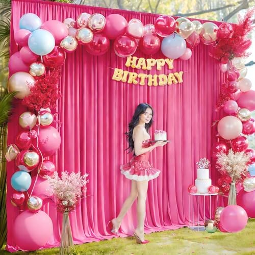 20x12ft Hot Pink Backdrop Curtain Panels for Parties - Wrinkle Free Polyester Photo Curtain Backdrop Wedding Back Drop Fabric Drapes for Party Decorations Background for Photography - Image 7