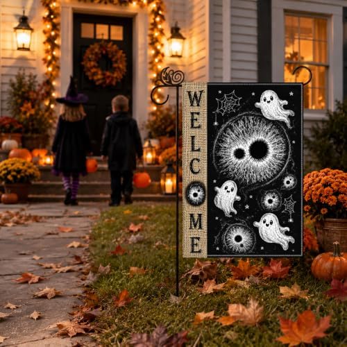 Halloween Garden Flag Ghost Eyeball Gothic Yard Flags for Outside 12x18 - Image 5