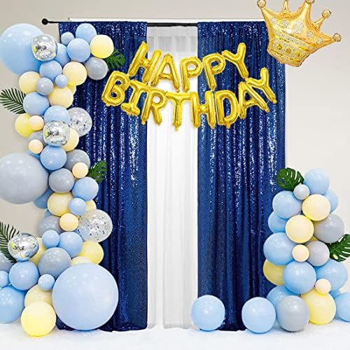 PartyDelight Navy Blue Sequin Backdrop Curtains 2x8ft 2 Panels - Image 6