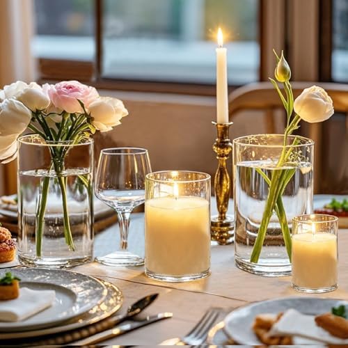 48pcs Glass Vase Cylinder for Centerpieces 4,4,4.7,6Inch Tall Small Flower Glass Clear Home Decor Centerpiece Table Flower Vase Decorations for Wedding＆Holiday - Image 4