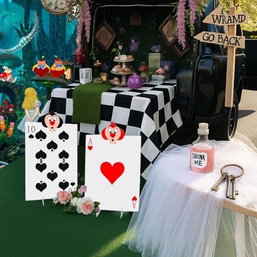 Alice Party Decorations,Trunk or Treat Car Decorations Kit for SUV ,Wonderland Backdrop&Queen of Hearts Solider Stand Cards for Themed Tea&Birthday Party Costume Kits - Image 4