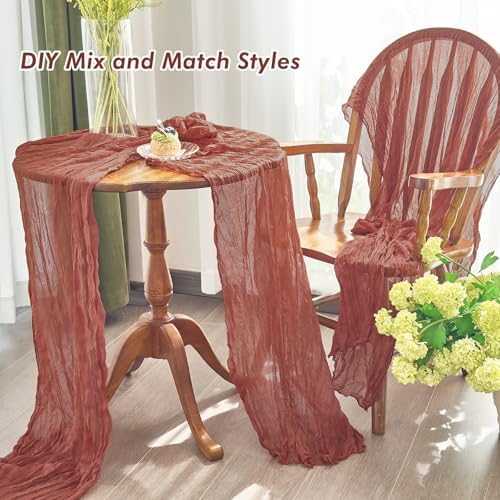4 Pack Fall Table Runner Terracotta Cheesecloth for Home Thanksgiving Party - Image 5