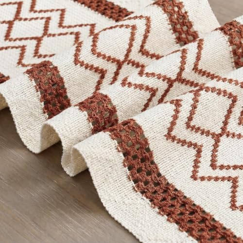 Artoid Mode Caramel Stripe Diamond Woven Table Runner 12x72 Inch - Image 6