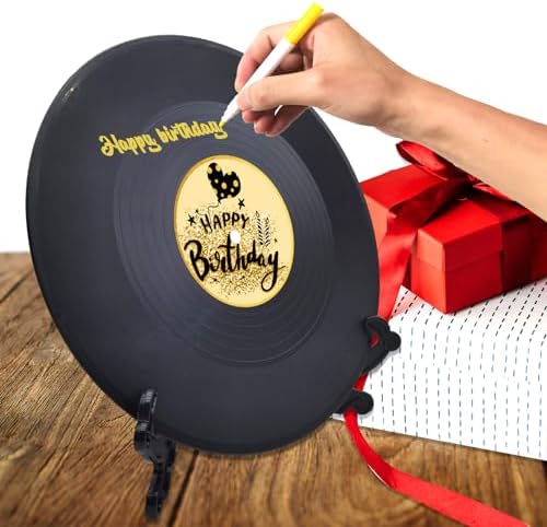 pwvsayjcj Vinyl Record Birthday Decorations, Happy Birthday Party Favor Sign Poster, Large Guest Book 11.6" x 11.6" - Image 5