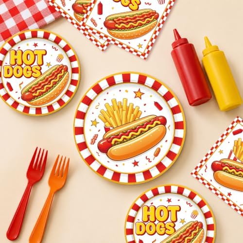 NeoRov 298 Pcs Hot Dog Party Decorations Tableware Balloon Arch Set - Image 6