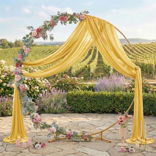Pack of 1 Wedding Arch Drape Panel Fabric 30" x 100ft - Gold - Image 3