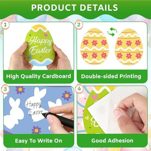54Pcs Easter Egg Cutouts, Spring Classroom Bulletin Board Decorations, Colourful Eggs Paper Cutting for School Easter Party Home Wall Decor - Image 3