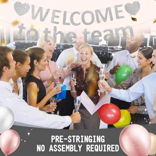 Pre-Strung Glitter Welcome to the Team Banner Welcome Banner Welcome Decorations for Office New Hire Events Corporate Onboarding & Team Building Parties (Silver) - Image 6
