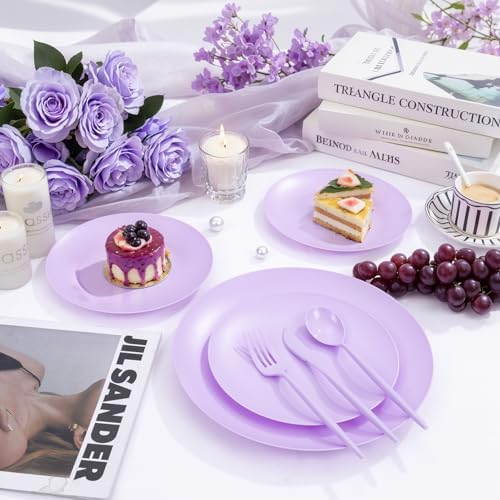 EjonirInjonir 150pcs Premium Purple Plastic Plates for Parties Matte Finish - Image 7