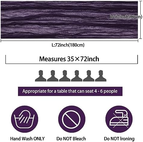 35x72 Inch Dark Purple Cheesecloth Table Runner Gothic Wedding Party Decor - Image 2