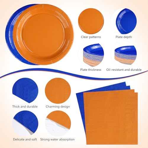 170 Pcs Orange and Blue Birthday Party Decorations, Serves 24 - Image 3