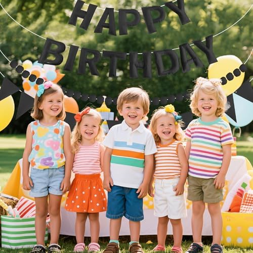 CANREVEL 3 PCS Pre-Strung 3D Happy Birthday Banner Decorations, Black - Image 6