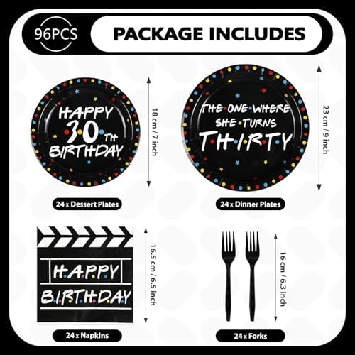 Grencian 96 Pcs iFriends Themed 30th Birthday Party Decorations, Serves 24 - Image 5