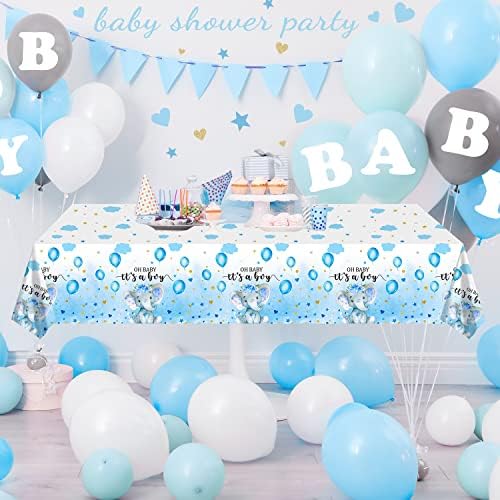 6 Pack Elephant Tablecloth Decorations, Plastic Tablecloth Table Cover Backdrop for Baby Boy Girl Gender Baby Shower Party Supplies, 54 x 108 Inch, Blue - Image 6