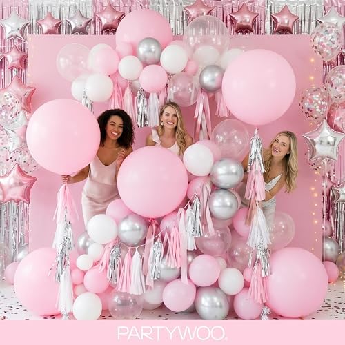 PartyWoo Light Pink Balloons 140pcs Pastel Pale Baby Pink Different Sizes - Image 5