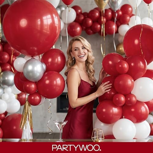 PartyWoo Burgundy Balloons 140pcs Dark Red Maroon Ruby Red Different Sizes - Image 5