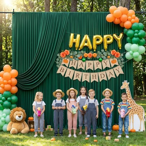 Hunter Green Backdrop Curtain - 20x10FT Back Drop Curtains for Parties Wrinkle-Free Soft Polyester Backdrop Wedding Decoration Photoground Backdrop Stain-Resistant for Back Drop Stand, 4 Panels - Image 3