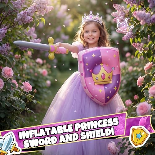 Poen 12 Pcs Inflatable Sword and Shield Medieval Knight Party,Princess - Image 3