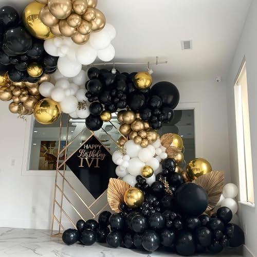 PartyWoo Black and Gold Balloons 66pcs 12 Inch Black Chrome Gold Balloons - Image 6