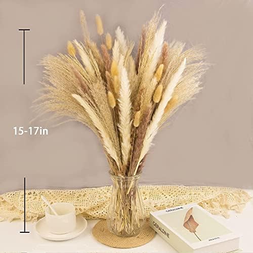 65PCS Pampas Grass Decor, Including pompas Floral, Reed Dried Grass and Bunny Tails Dried Flowers, Natural Dried Pampas Grass Bouquet for Boho Decor Wedding, Home Decoration - Image 5