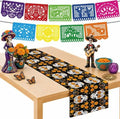 Dia De Los Muertos Decorations - Sugar Skull Table Runner with Banner by OHOME