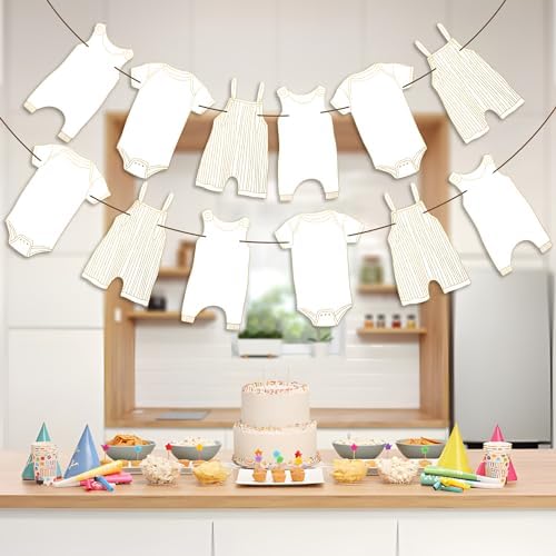 Neutral Baby Shower Bunting - 12Pcs Banner for New Baby Party Decor (Gold) - Image 3