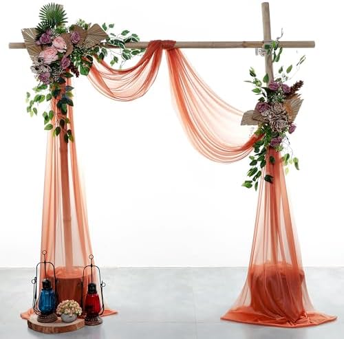 Pack of 2 Wedding Arch Drape Panel Fabric 30" x 50ft - Terracotta - Image 2