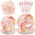 96Pcs Boho Groovy One Birthday Party Supplies Serves 24 by Greencian