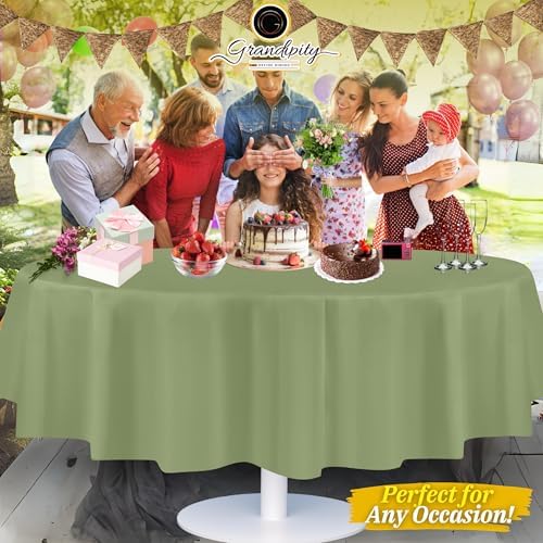 Grandipity Plastic Table Cloth Disposable 12 Pack 84" Round Sage - Image 6