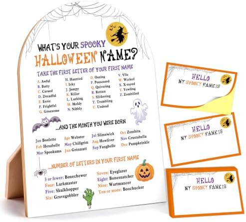 Halloween What's Your Spooky Halloween Name Game, Fall Party Decor Sign by Unknown