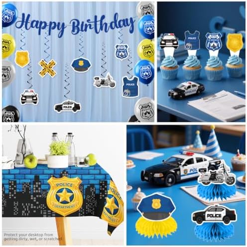 189pcs Police Birthday Decorations Tableware Set, for 25 Guests - Image 6