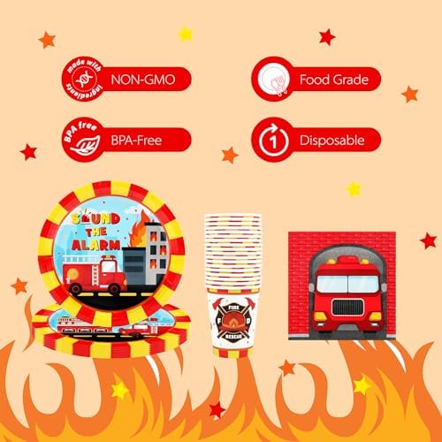 Recheel Fire Truck Birthday Decorations Set, Firefighter Party Decorations - Image 3