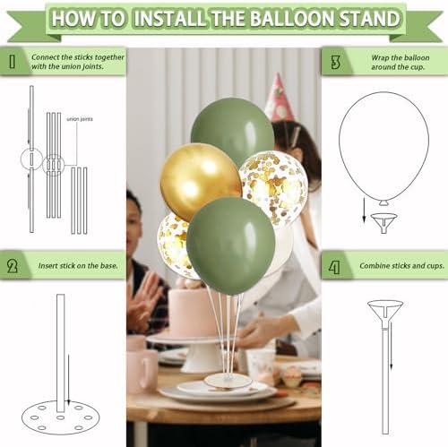 Guudmua 222 Pcs Sage Green Happy Birthday Decorations, Birthday Decorations for Women or Girl Kit- Disposable Dinnerware Set with 25 Guest, Balloons, Sash, Tiara, Banner, Paper Pom Poms - Image 7