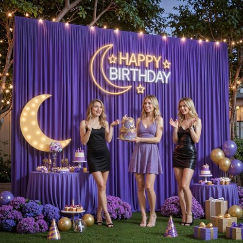 20x12ft Purple Backdrop Curtain Panels for Parties - Wrinkle Free Polyester Photo Curtain Backdrop Wedding Back Drop Fabric Drapes for Party Decorations Background for Photography - Image 4