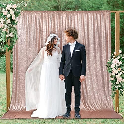 PartyDelight Rose Gold Sequin Backdrop 6x8ft Sparkly Photo Curtain - Image 2